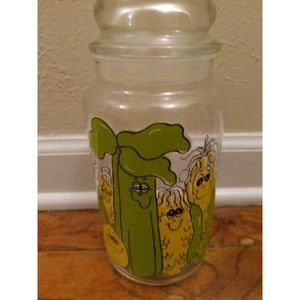 Super Cute Vintage Hildi Smiling Vegetable Glass Canister Anchor Hocking
